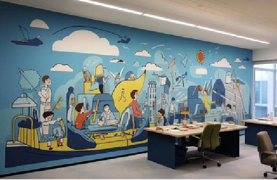 池州办公室墙绘的特点。